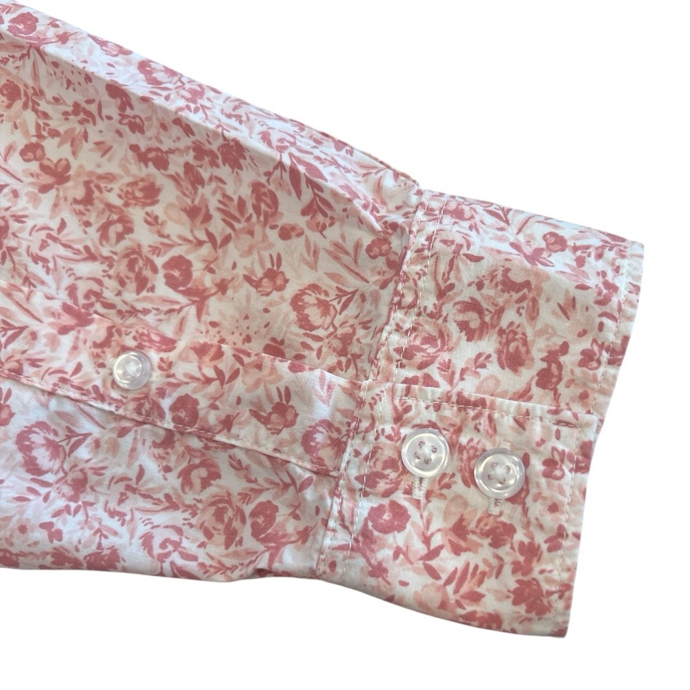 Garnett Hill Organic Pima Cotton Pink Floral Button Down Shirt Size 12 - Picture 4 of 7